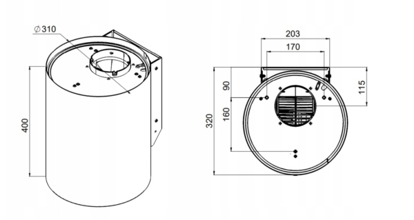 Okap kuchenny do zabudowy ŚCIENNY TUBA 31 cm MAAN ELBA MINI W431 MIEDŹ LED Model ELBA MINI WPB431