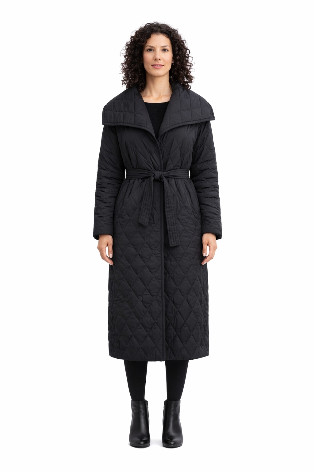 Černá Prošívaná Bunda S Šálovým Límcem S/m I3A