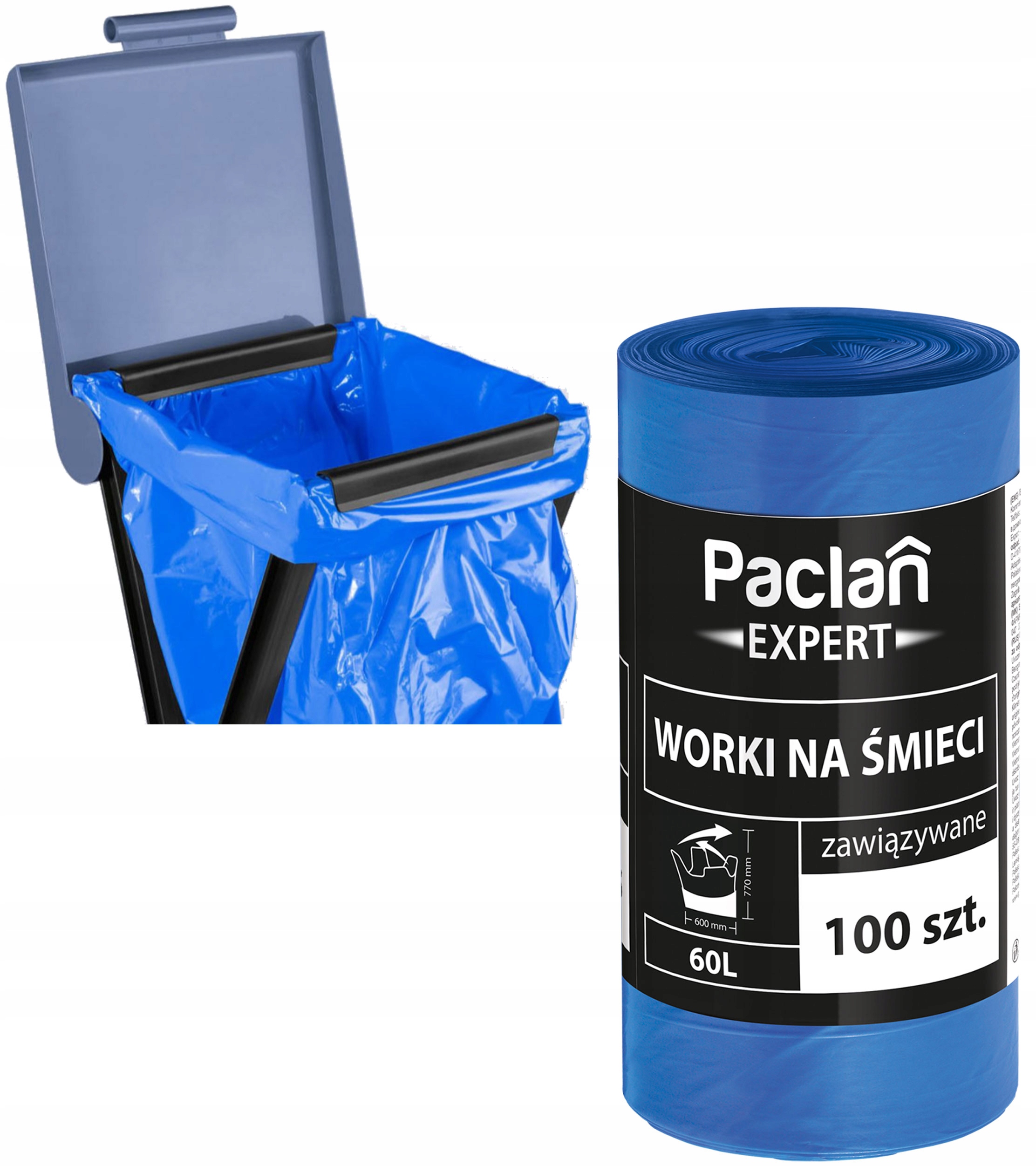 

Worki na śmieci biodegradowalne Paclan 60L 100szt