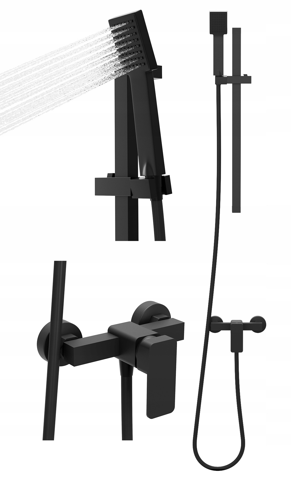 Čierna Sprchová Súprava, Batéria S Sprchou, Slúchadlo, Tyč Veri ZN3
