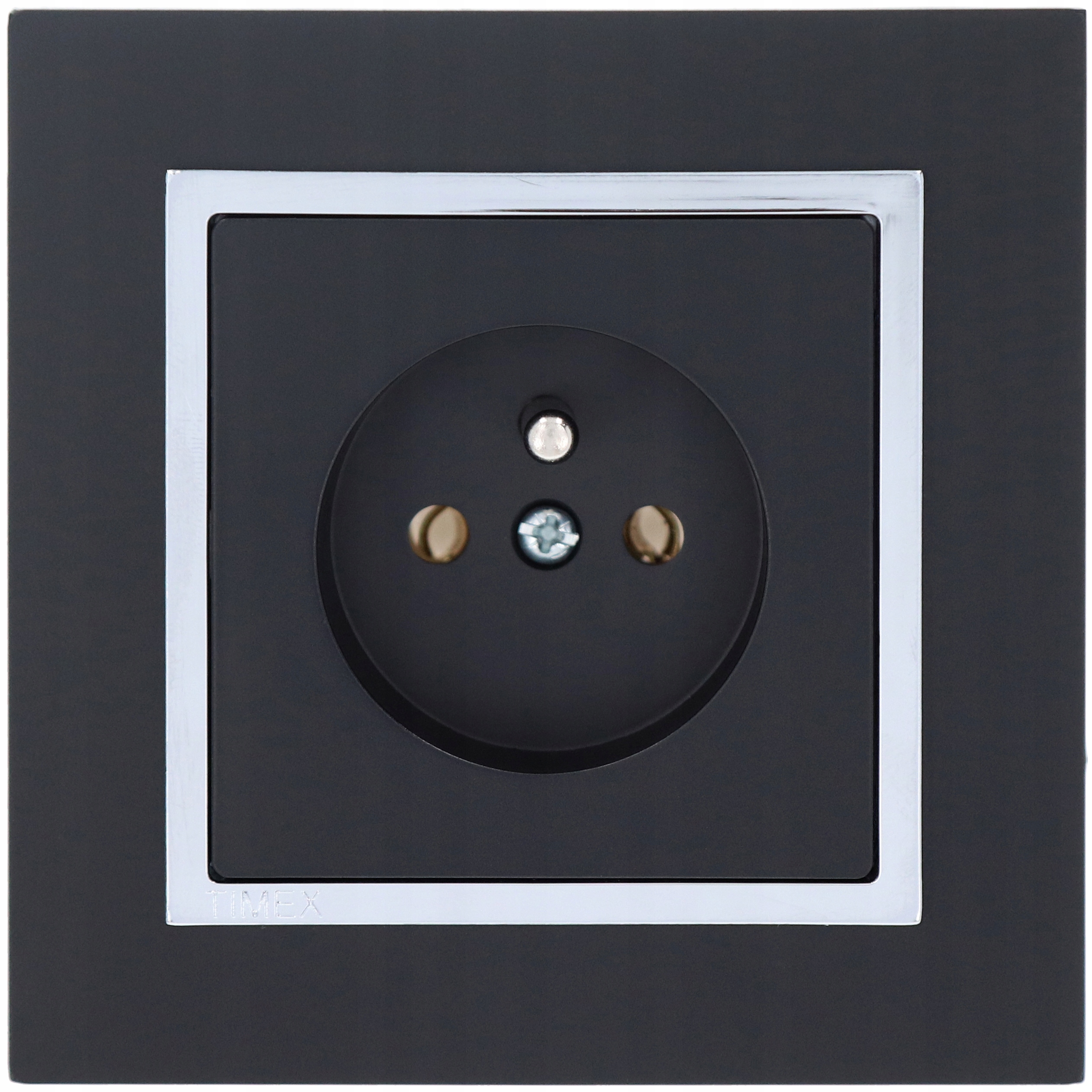 

Gniazdo pojedyncze z uziem. Magic chrom czarny Mat