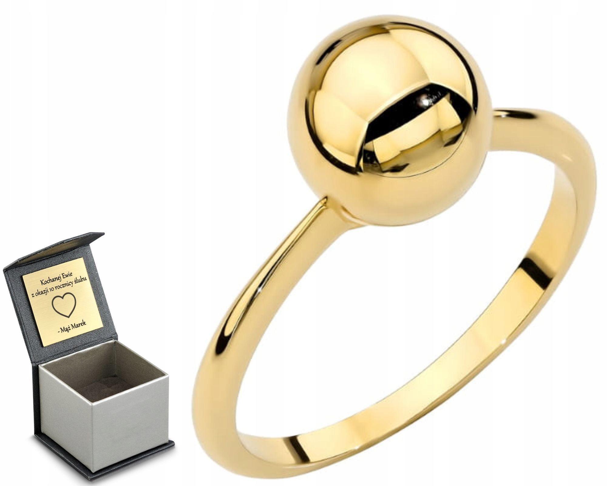 Zlatý Prstýnek S Kuličkou 585 Gravírování 14K Dárek Pro Ženu Zlato Dárek
