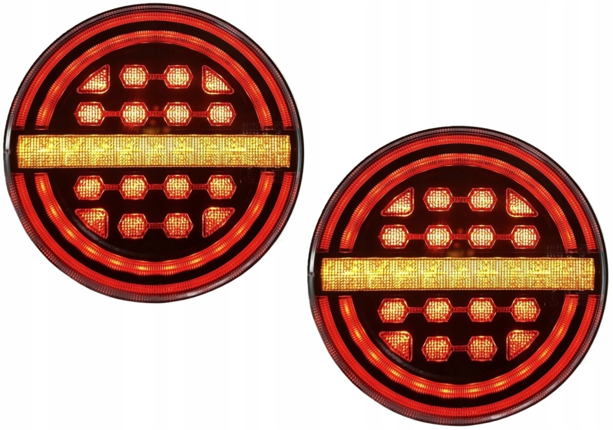 2x Led lampa zadní kombinovaná kulatá Ring Black dynamický směr 12v 24v
