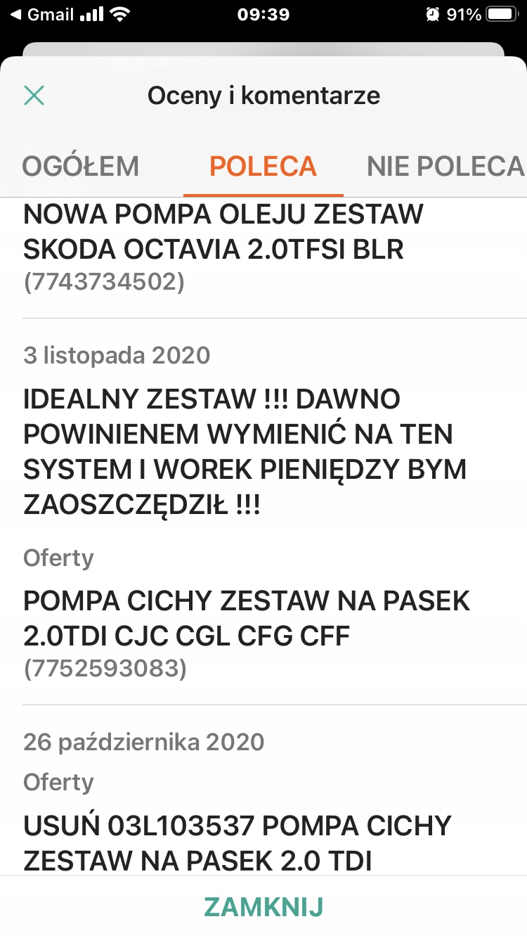 NOWY ZESTAW POMPA OLEJU AUDI VW SEAT 2.0 TFSI FSI Producent części Inny