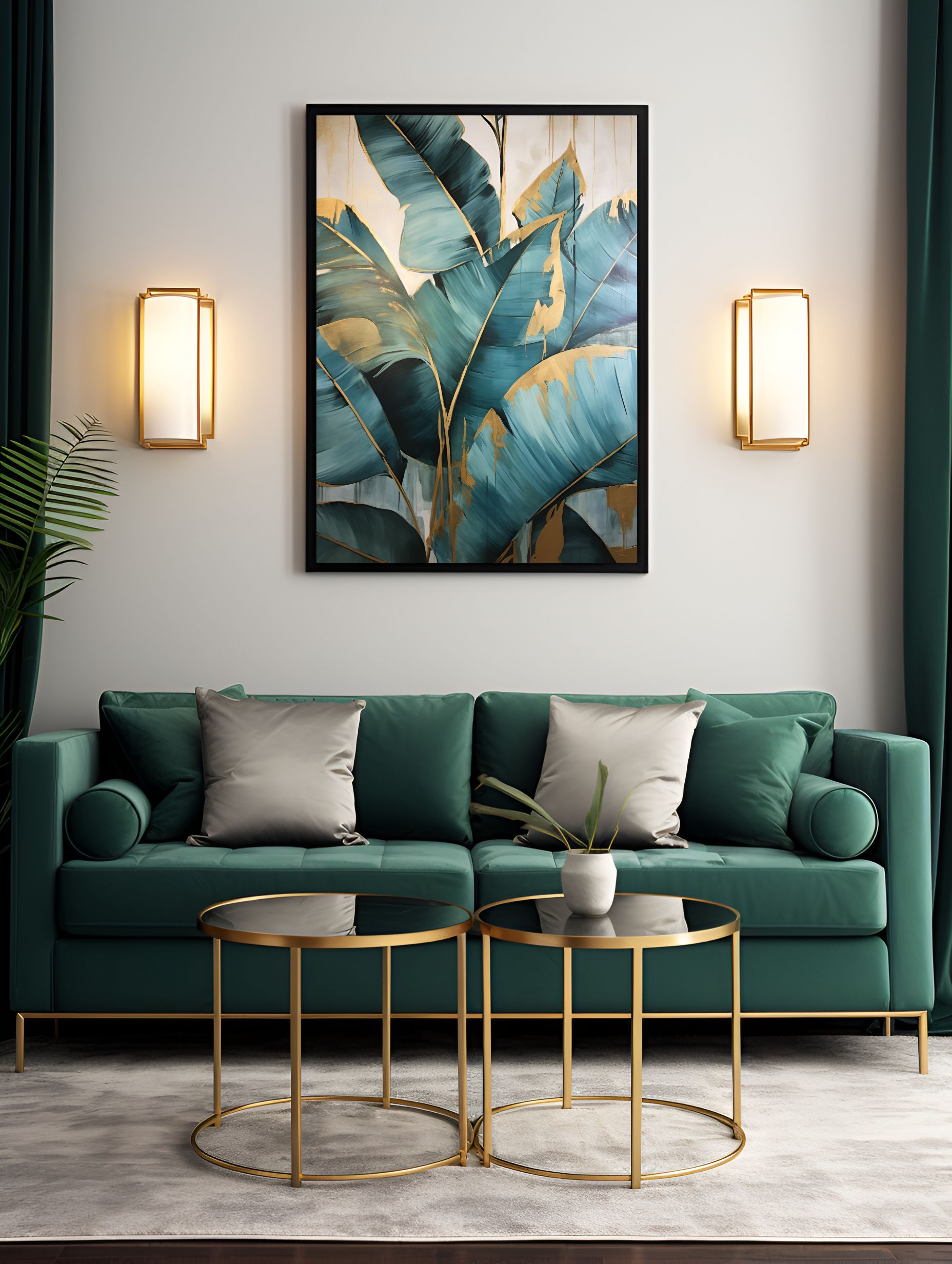 Plakat na Ścianę Obraz Rośliny Abstrakcja Złoto 70x100 cm Premium ElliveX Marka inna