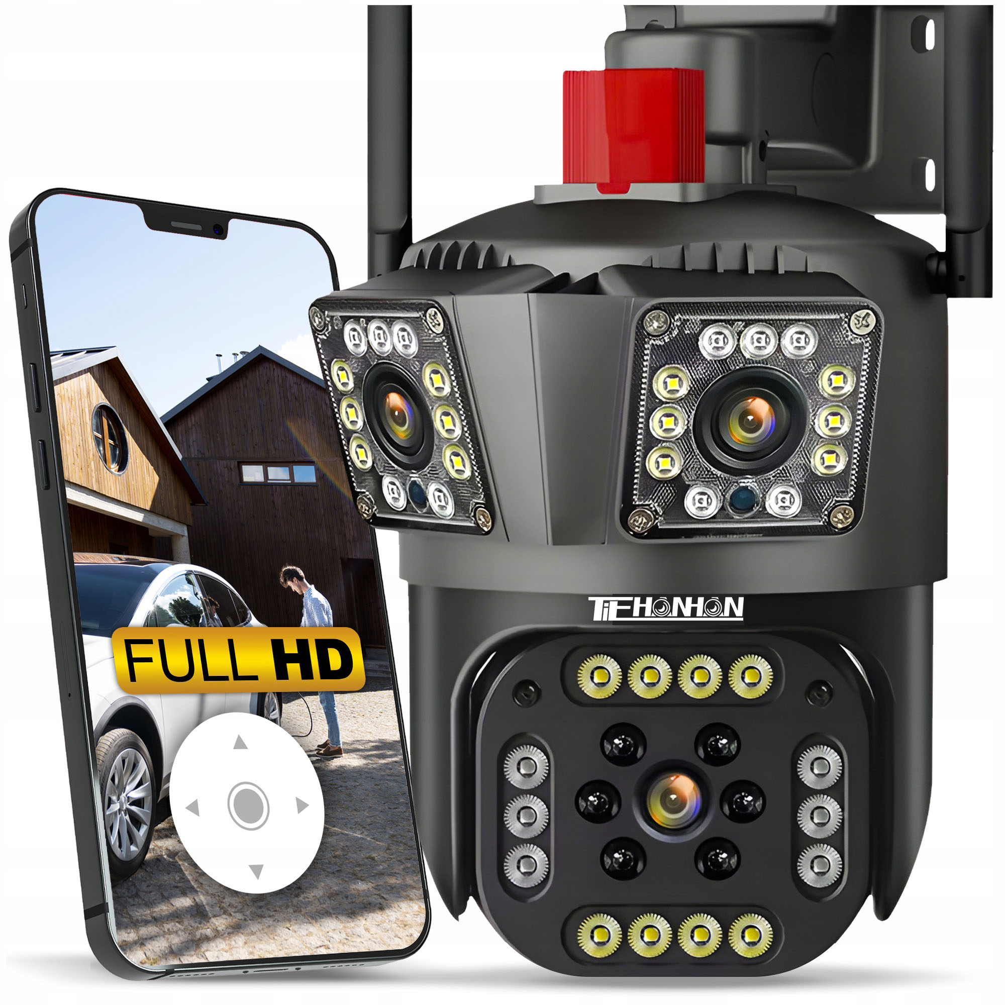 PODWÓJNA KAMERA ZEWNĘTRZNA DUAL IP WIFI DETEKCJA RUCHU APLIKACJA FULL HD