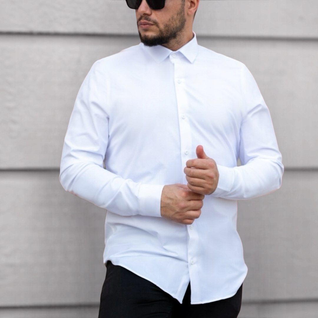 Koszula Meska Biala XL Slim Fit Dlugi Rekaw Bawelniane