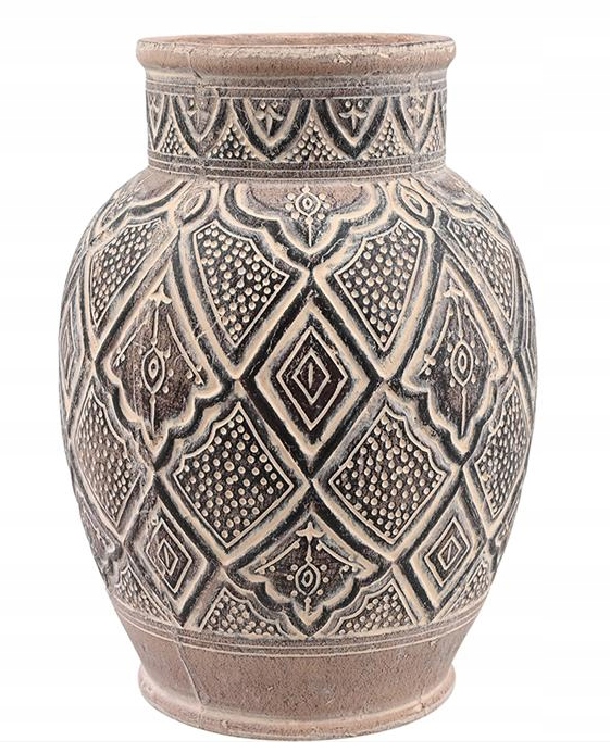 

Doniczka Ceramiczna Beżowa Czarna Ozdobna Wazon