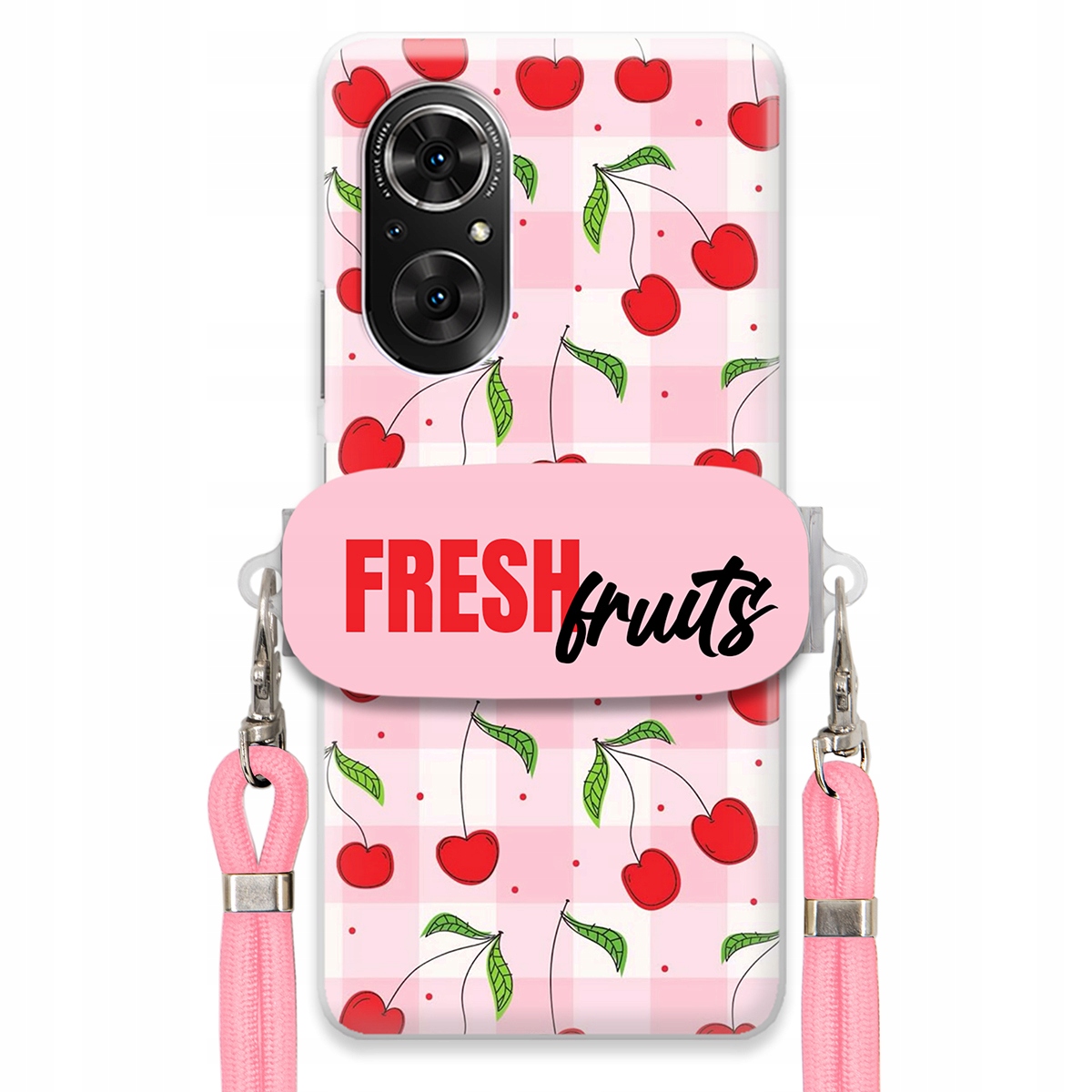 Puzdro pre Huawei Honor 50 Se Case Držiak na šnúrku Ružový Fresh Fruits Mriežka
