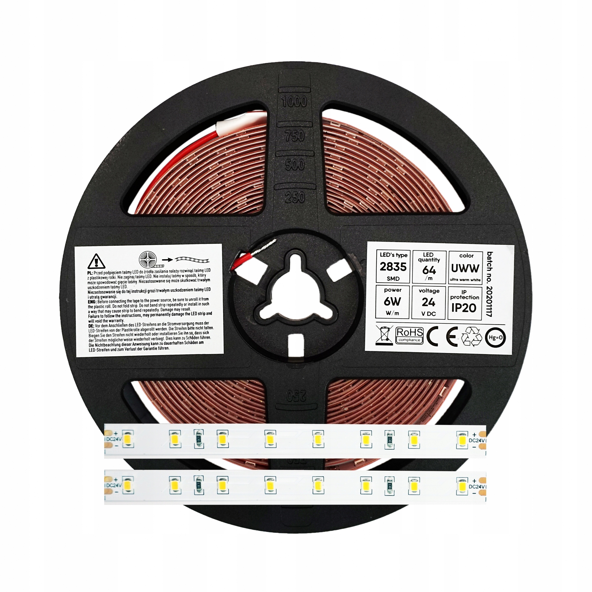 Led páska LL 24V 320LED 3000K Teplá Ra90 5LG 5 m