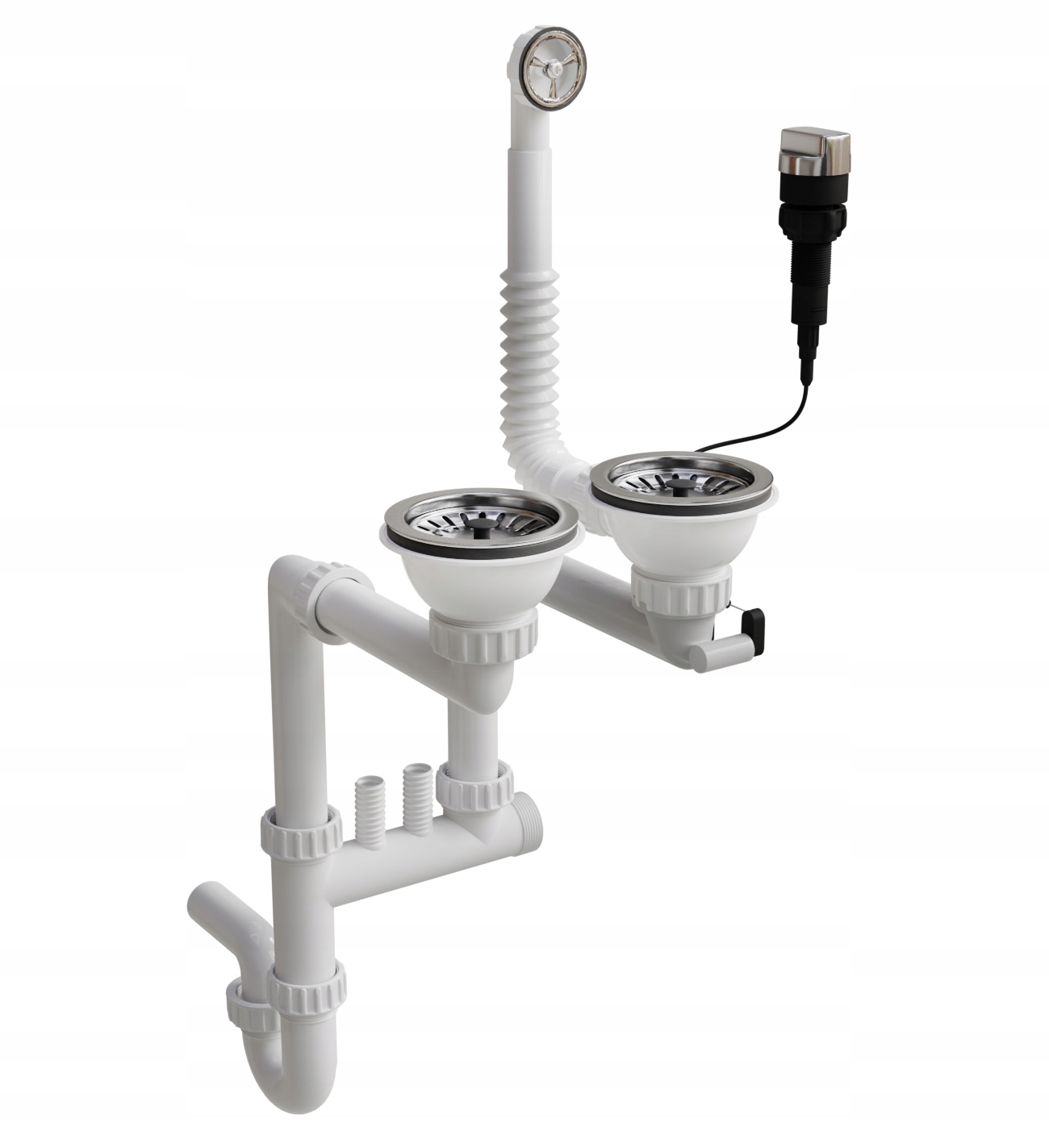 Syfon do zlewu dwukomorowego automatyczny chrom Kod producenta SYZ/AT-2K-CH/634233