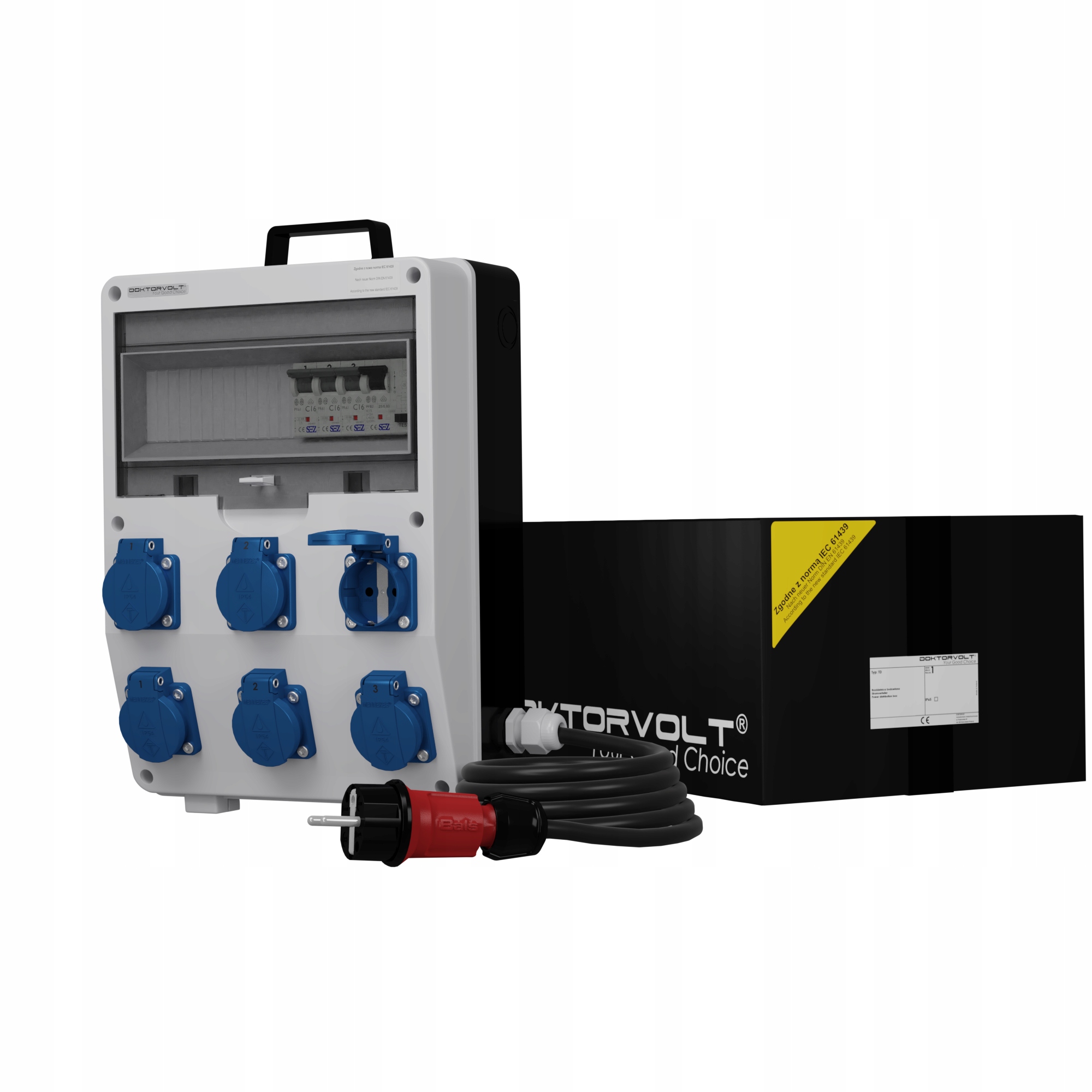 Zabezpečená stavební rozvaděčová zásuvka Schuko