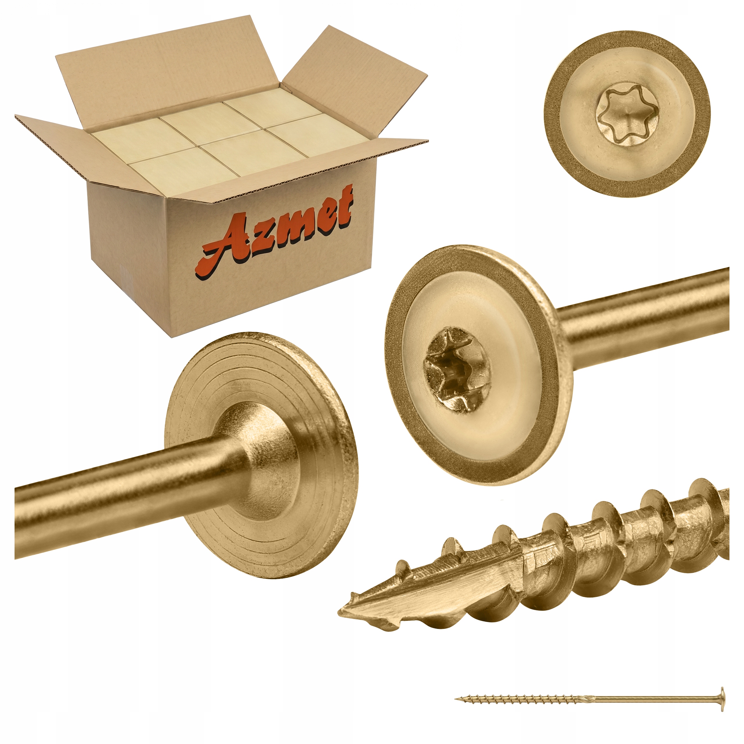 Tesárske skrutky 6x160 mm Torx do dreva tanierové 800ks Azmet WCT-06160