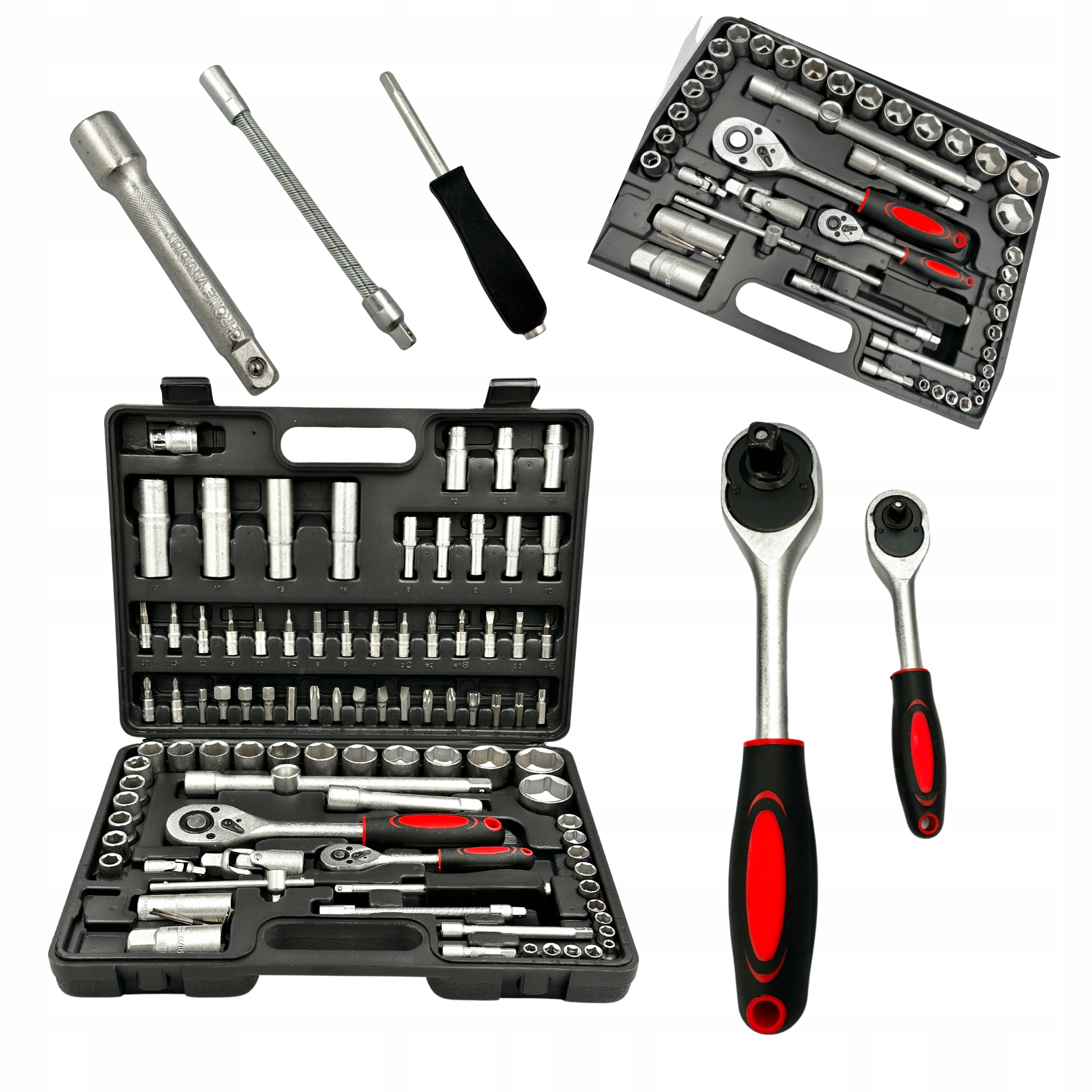 Kufr na nářadí sada nářadí nástavců klíčů 94 díly 1/4 1/2 palce