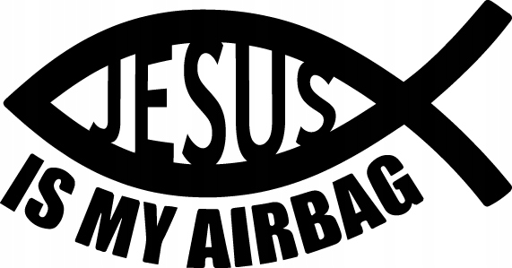 Naklejka na auto kamper Ryba Znak Chrześcijański Jezus Is My Airbag 12cm
