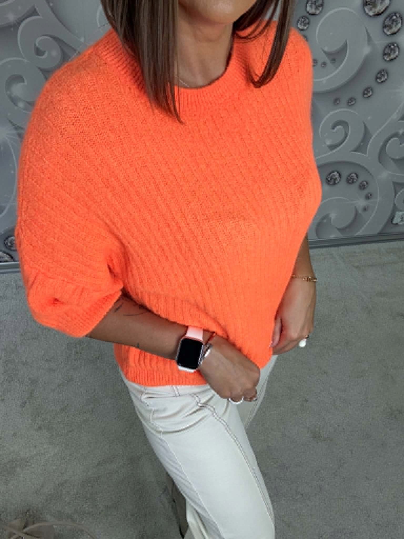 elegantní volný 3/4 svetr Premium baby alpaka uni oranžový