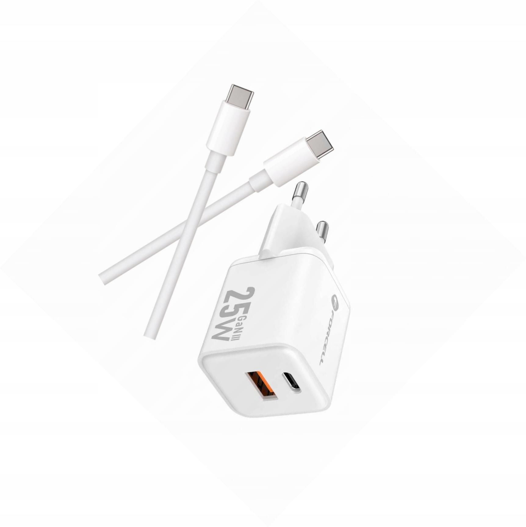 Szybka ładowarka Gan 25W 2 porty z długim kablem Usb-c do iPhone 16e