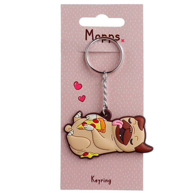 

Breloczek do kluczy Pies Mops z pizzą