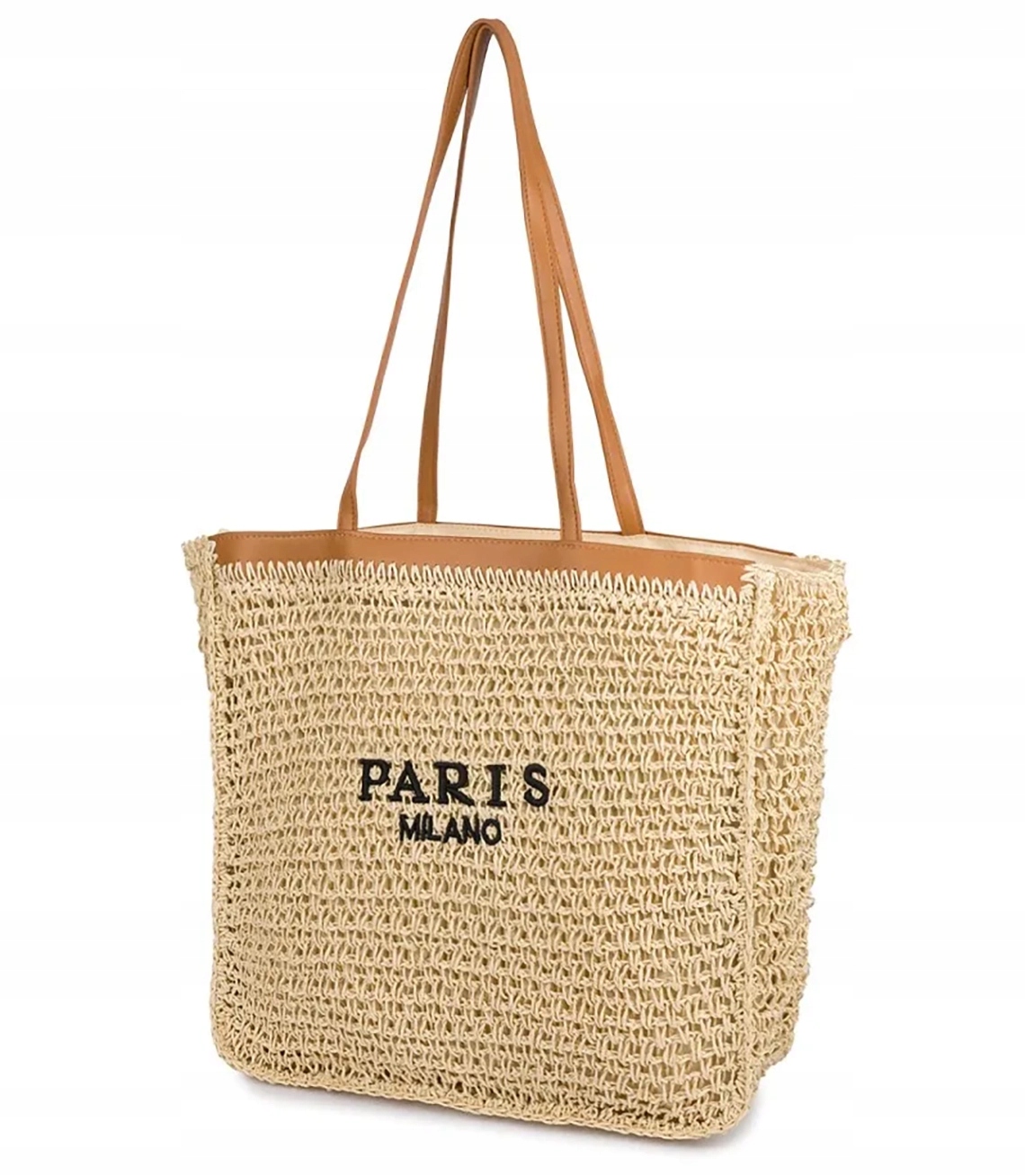 Boho nákupní taška s výšivkou Paris Milano – módní a prostorná, univerzální velikost