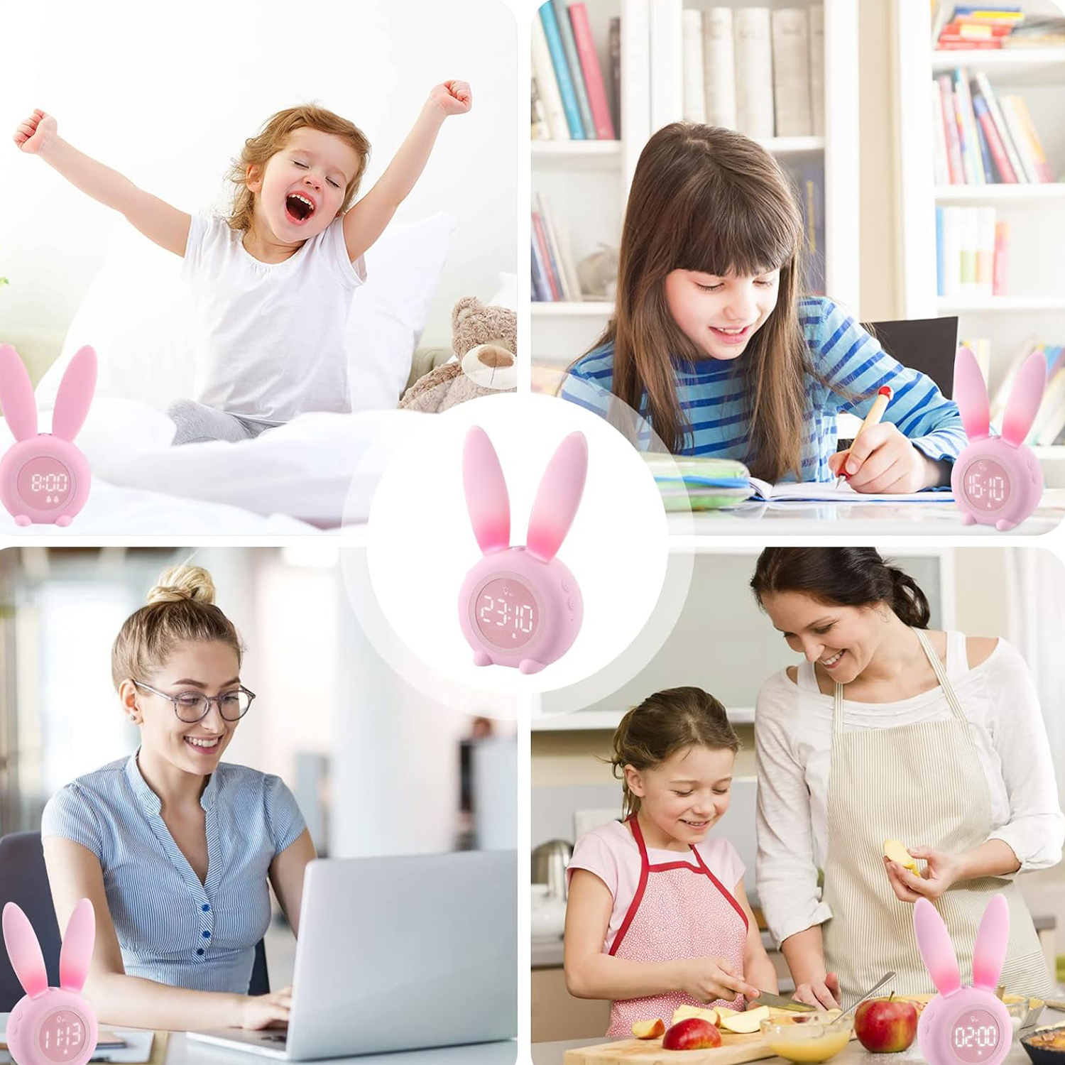 BUDZIK DZIECIĘCYZEGAR KRÓLIK LAMPKA NOCNA LED Z TIMER DLA DZIECI Zasilanie akumulatorowe