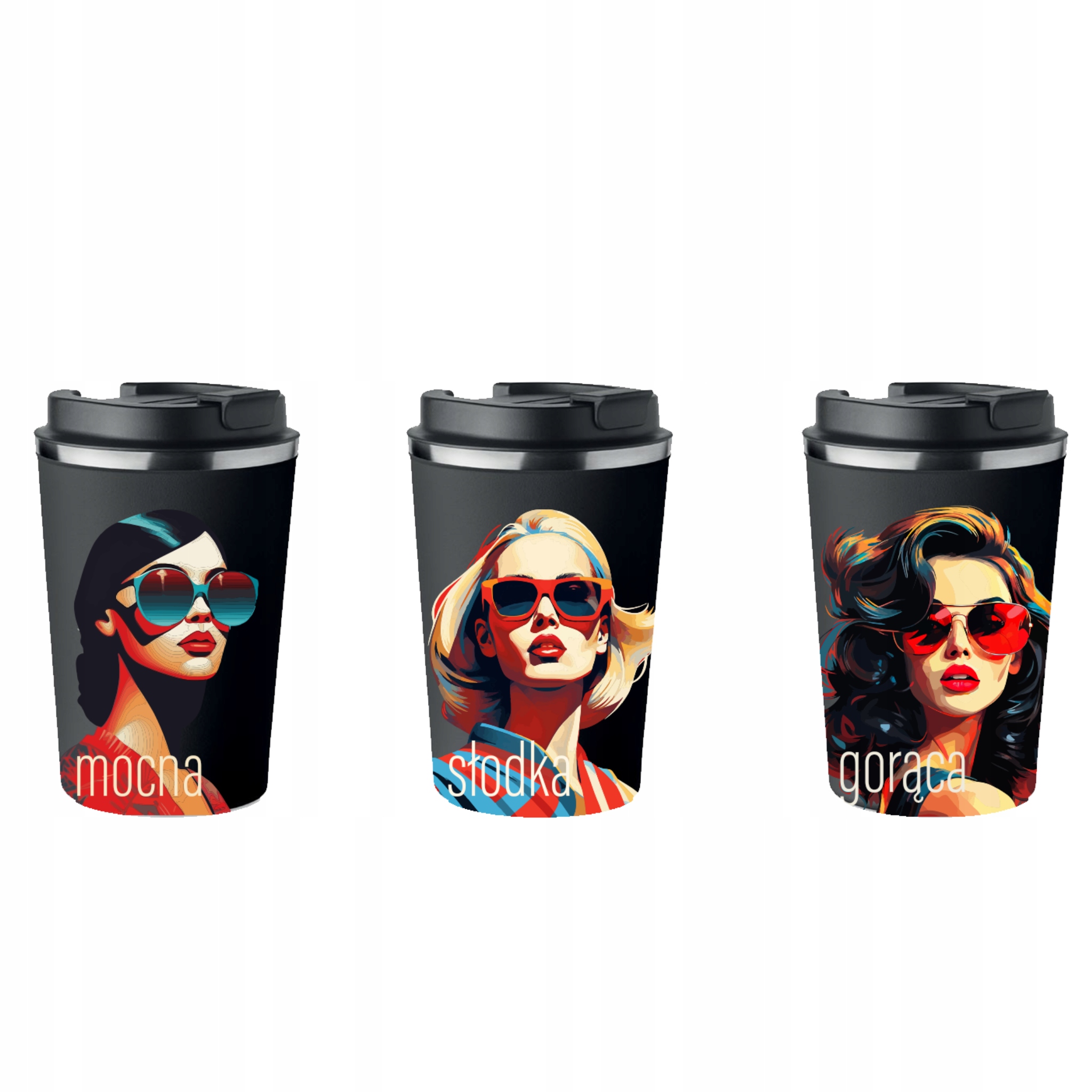 Sada 3 termohrnků Premium Mocná Sladká Horká káva 350 ml KT_072