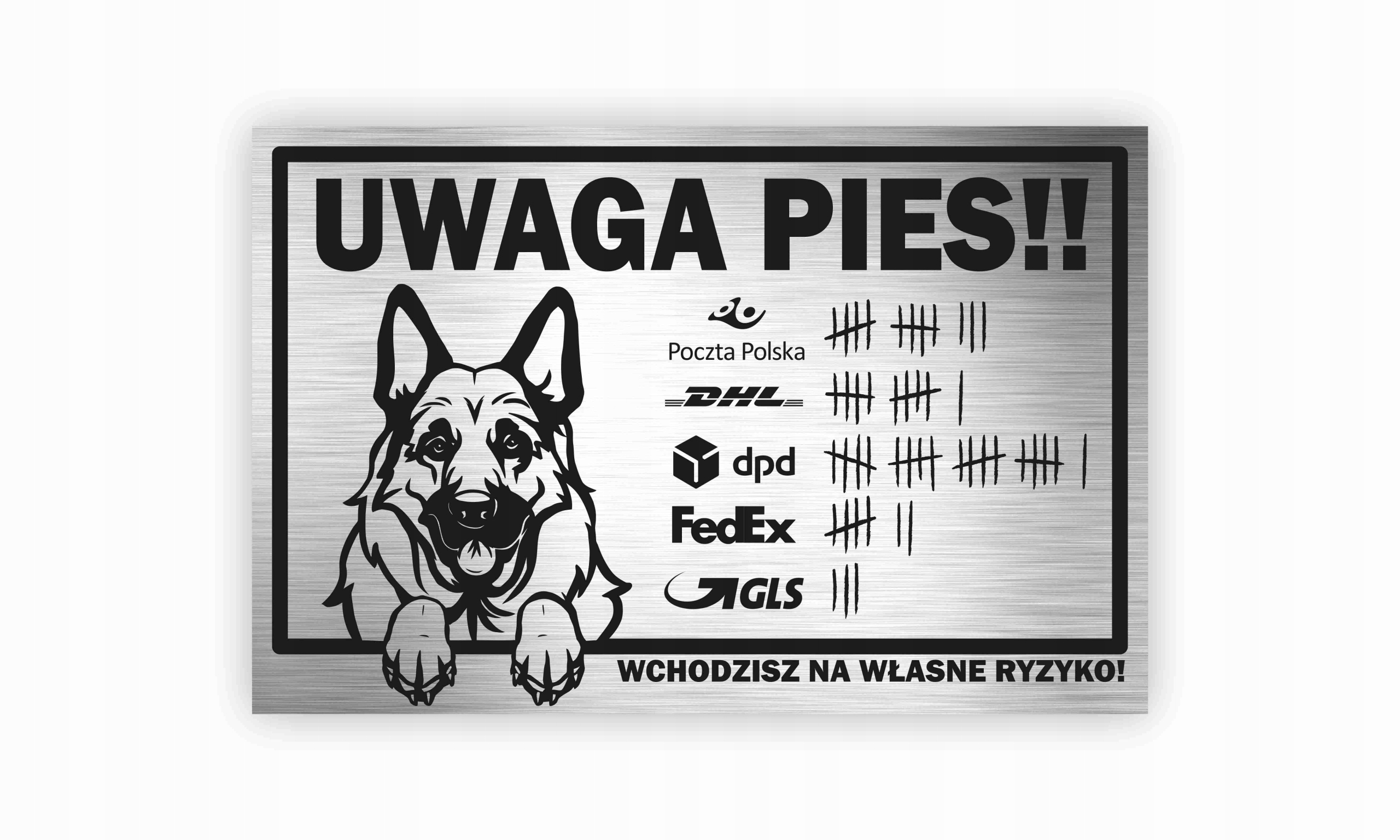 Tabliczka UWAGA PIES ALUMINIOWA 32x21 Kod producenta INNY