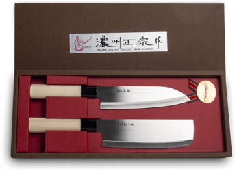 Sada 2 japonských nožov Houcho Santoku Nakiri Satake Cutlery