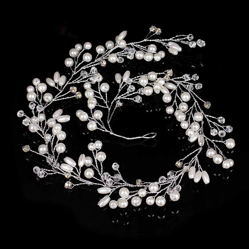 OZDOBA DO WŁOSÓW długa ŚLUBNA - kolor srebrny - - 50cm Model silver