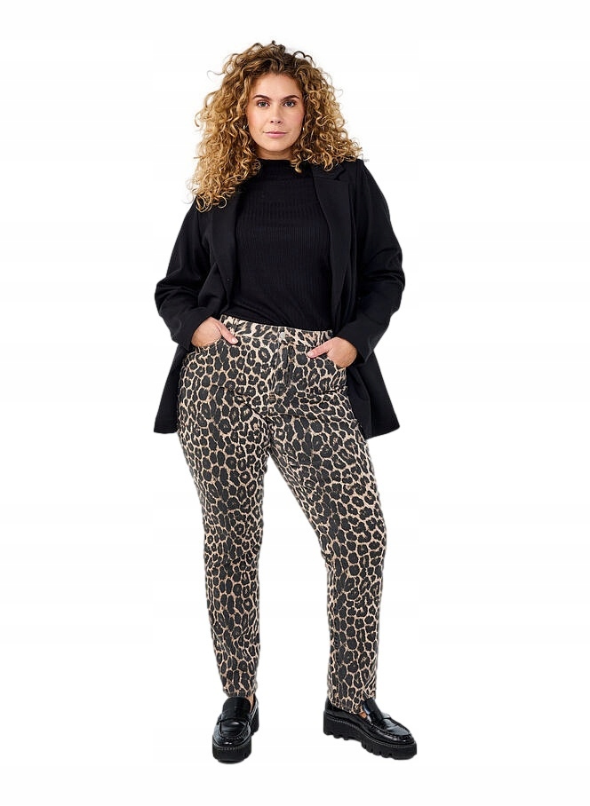 Zizzi Módní Džínové Kalhoty S Leopardím Vzorem N82 076A 50