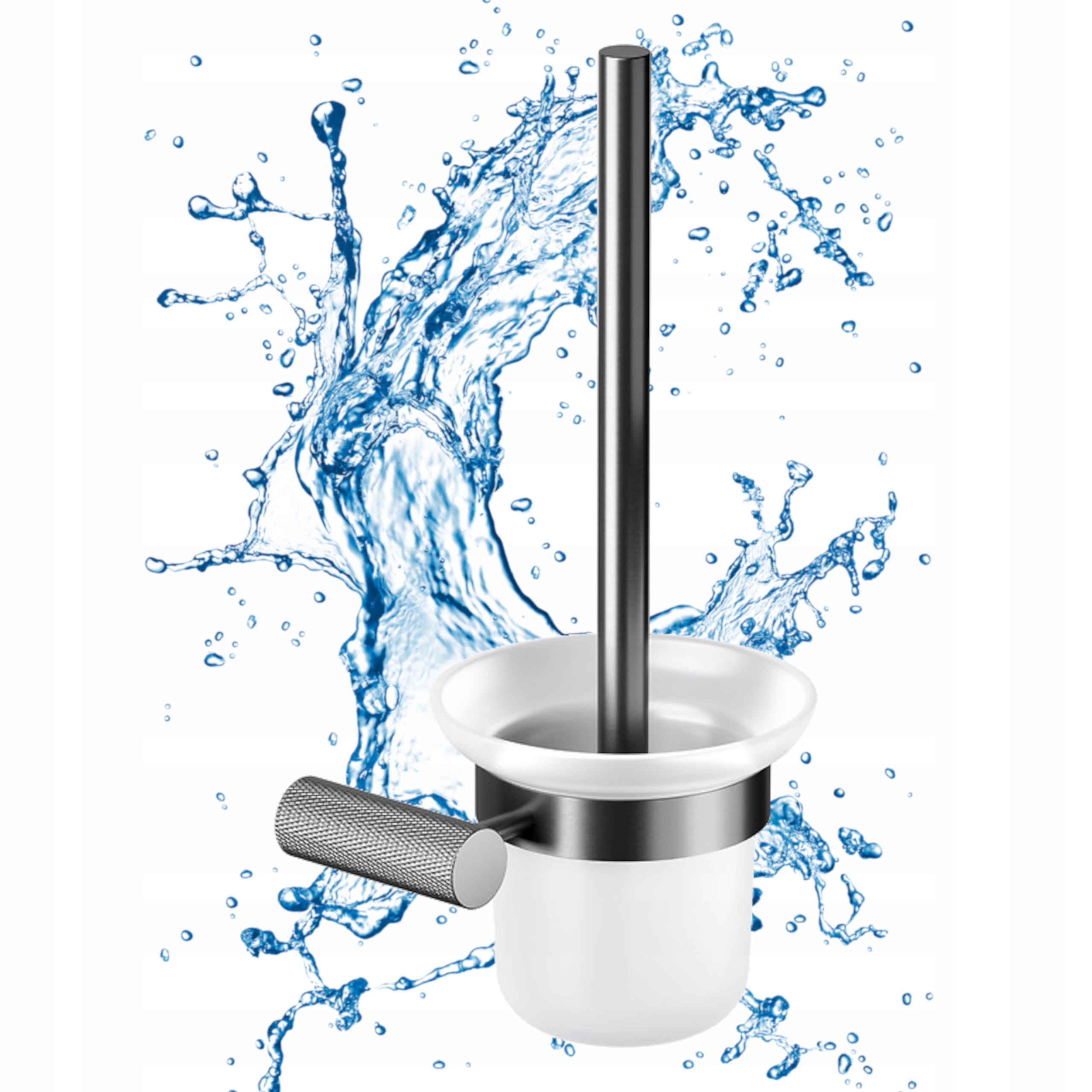 Cersanit Nástěnný Wc kartáč s ergonomickým držadlem, gun metal