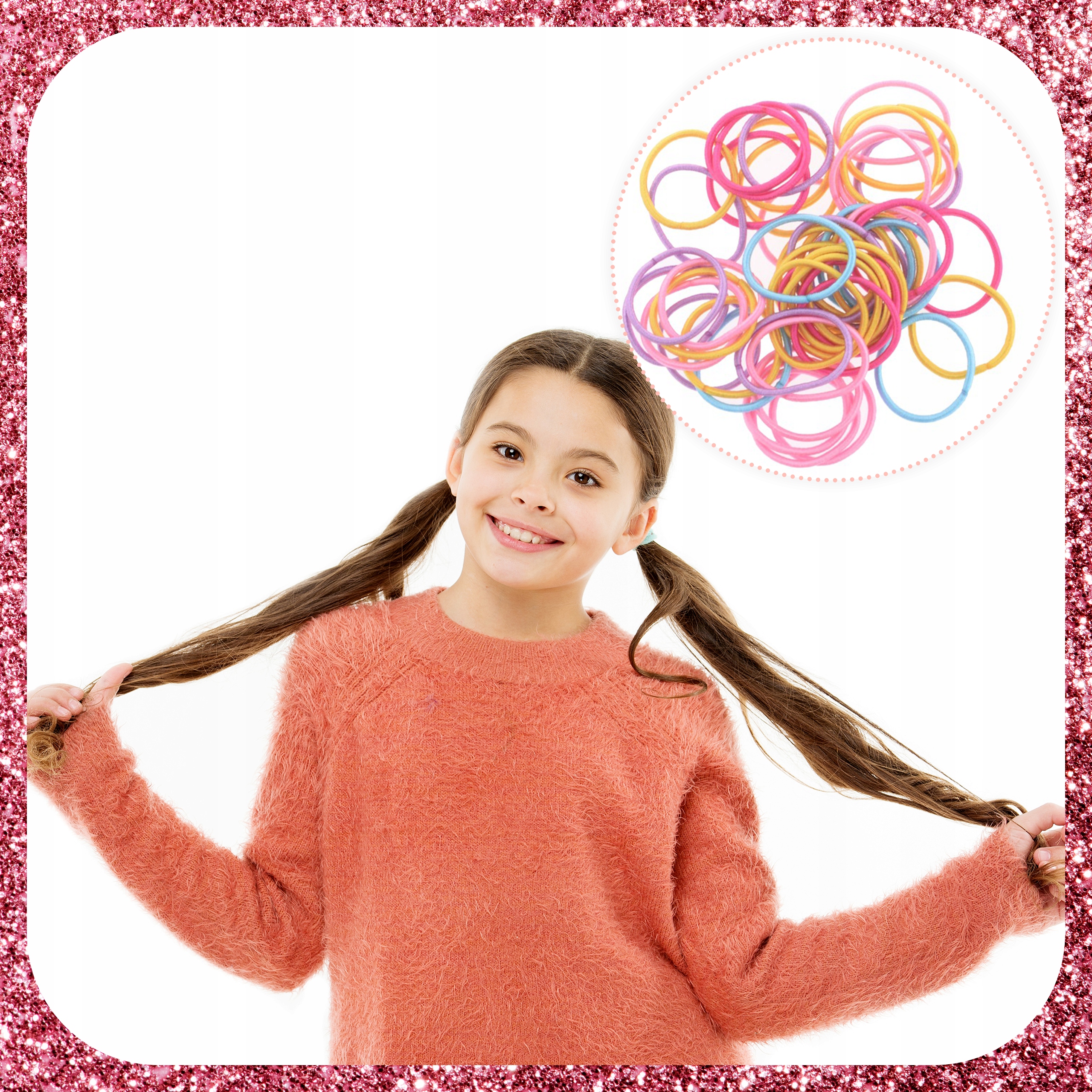 GUMECZKI GUMKI CIENKIE DO WŁOSÓW MIX 100 SZT. DLA DZIEWCZYNKI Kod producenta 0416