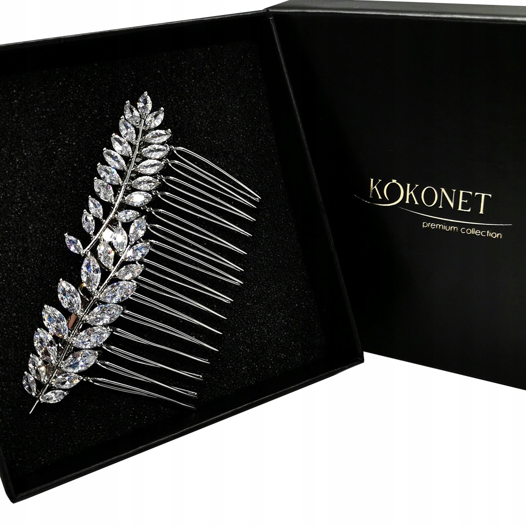 Hřeben s lístky stříbrné zirkony Swarovski Boho