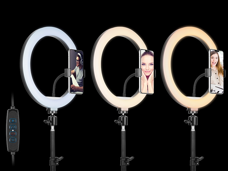 UCHWYT NA TELEFON STATYW Z LAMPĄ LED RING DO ZDJĘĆ Źródło światła LED