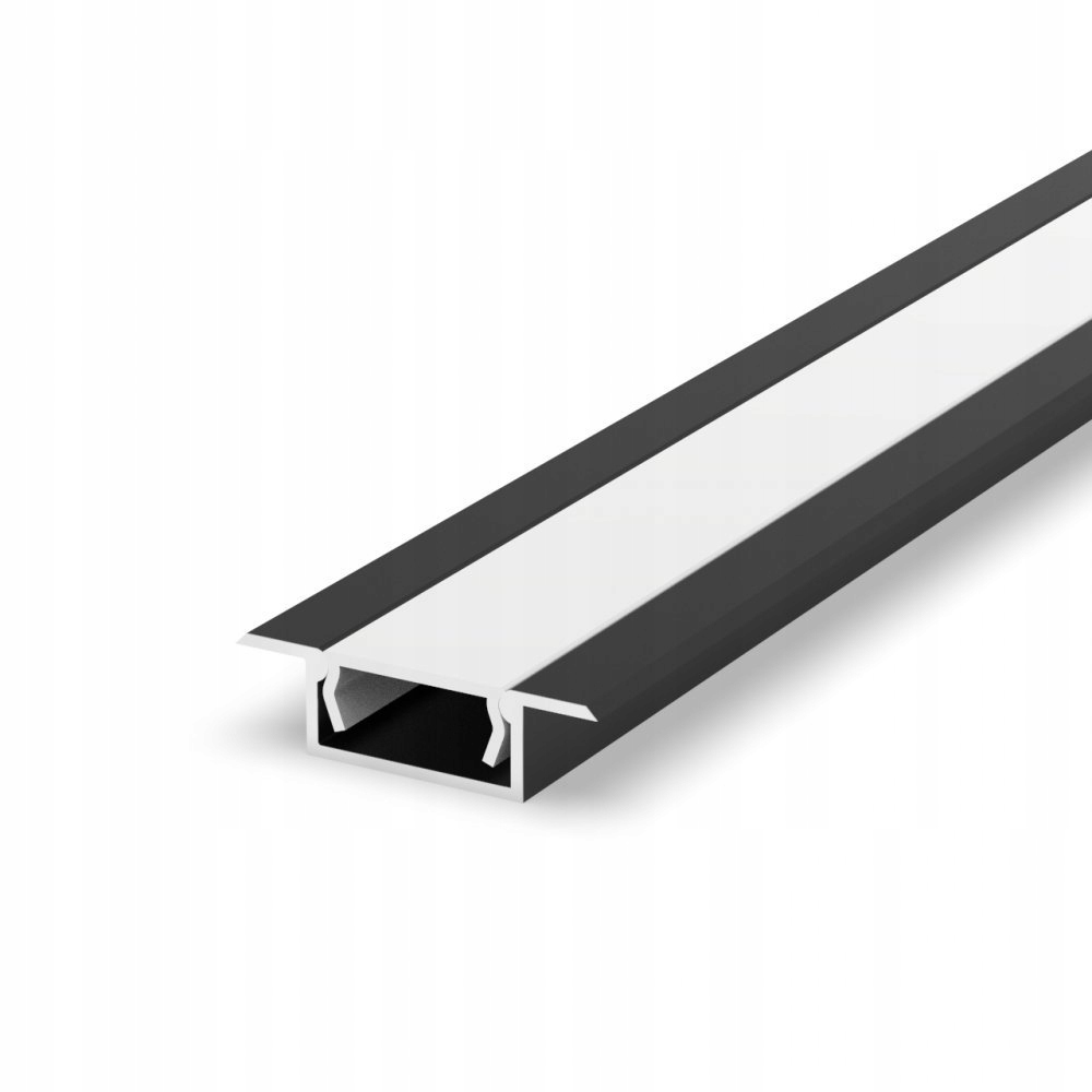 Profil aluminiowy wpuszczany płaski slim P6-2 czarny + klosz do LED 1m Typ profil do LED