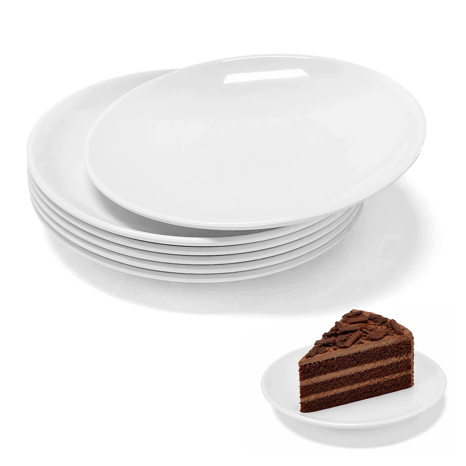 Dezertní Talíře 6 Ks 18 CM Melaminové, Bílé, Nerozbitné