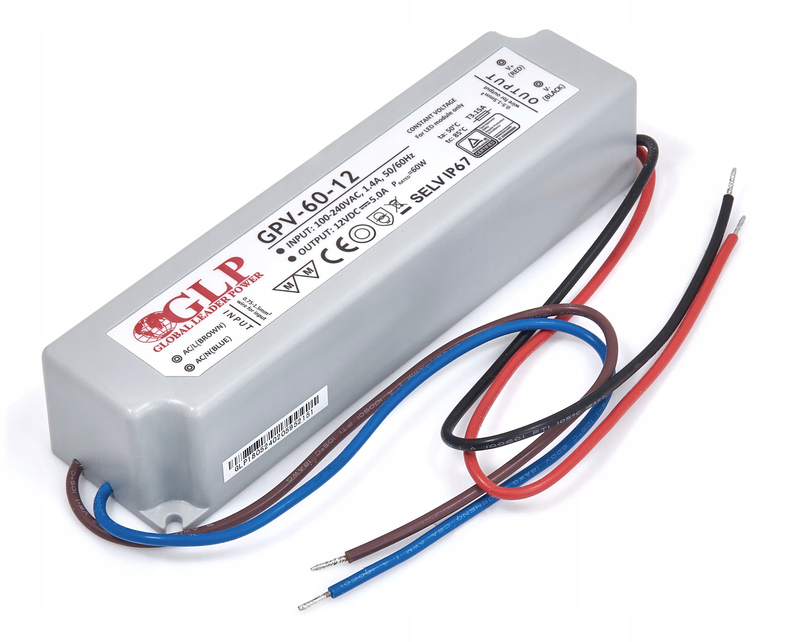 ZASILACZ DO LED GPV-60-12 IP67 60W 12V DC EAN (GTIN) 5901885203997