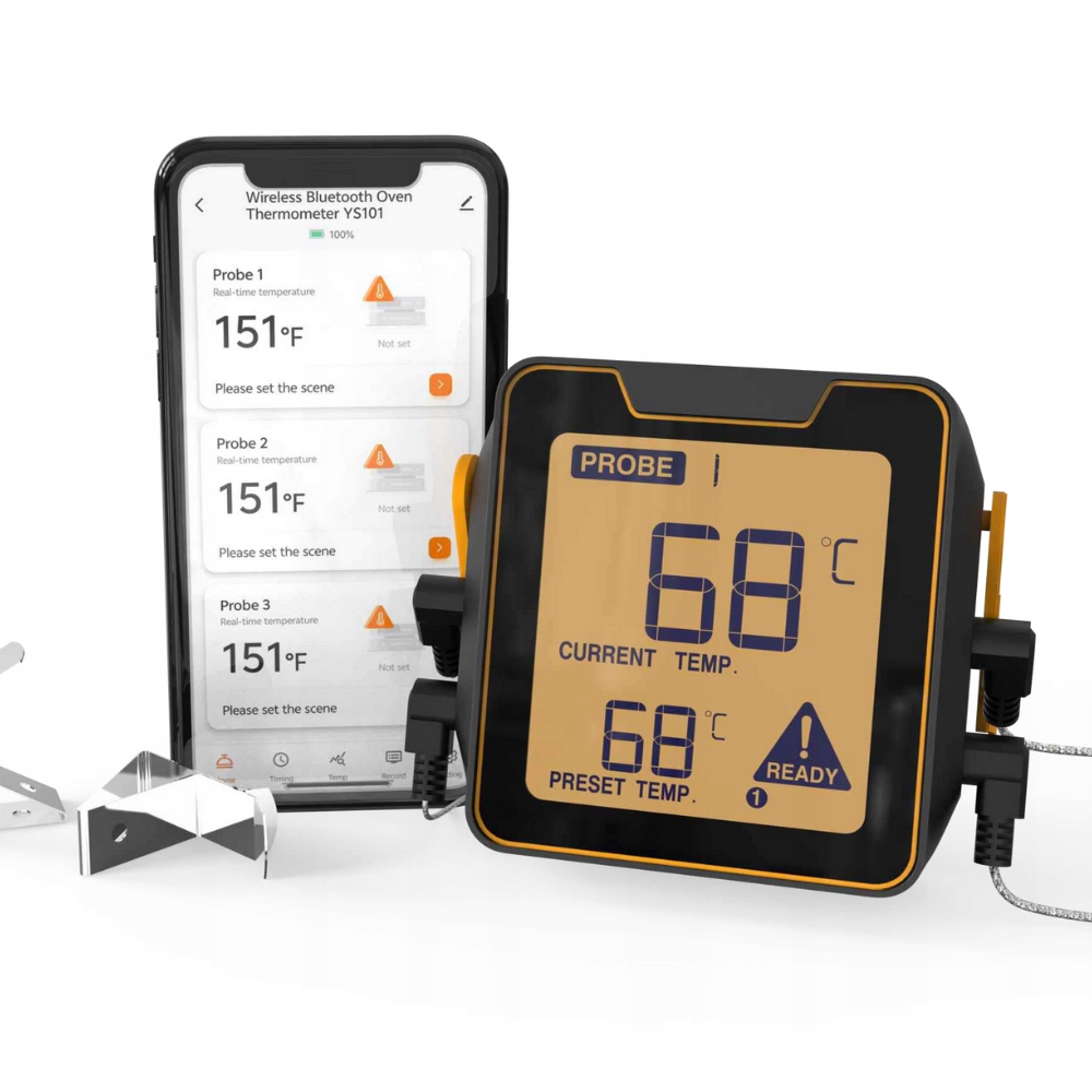 Teploměr na pečení pro Gril 4 Zapichovací Sondy Aplikace