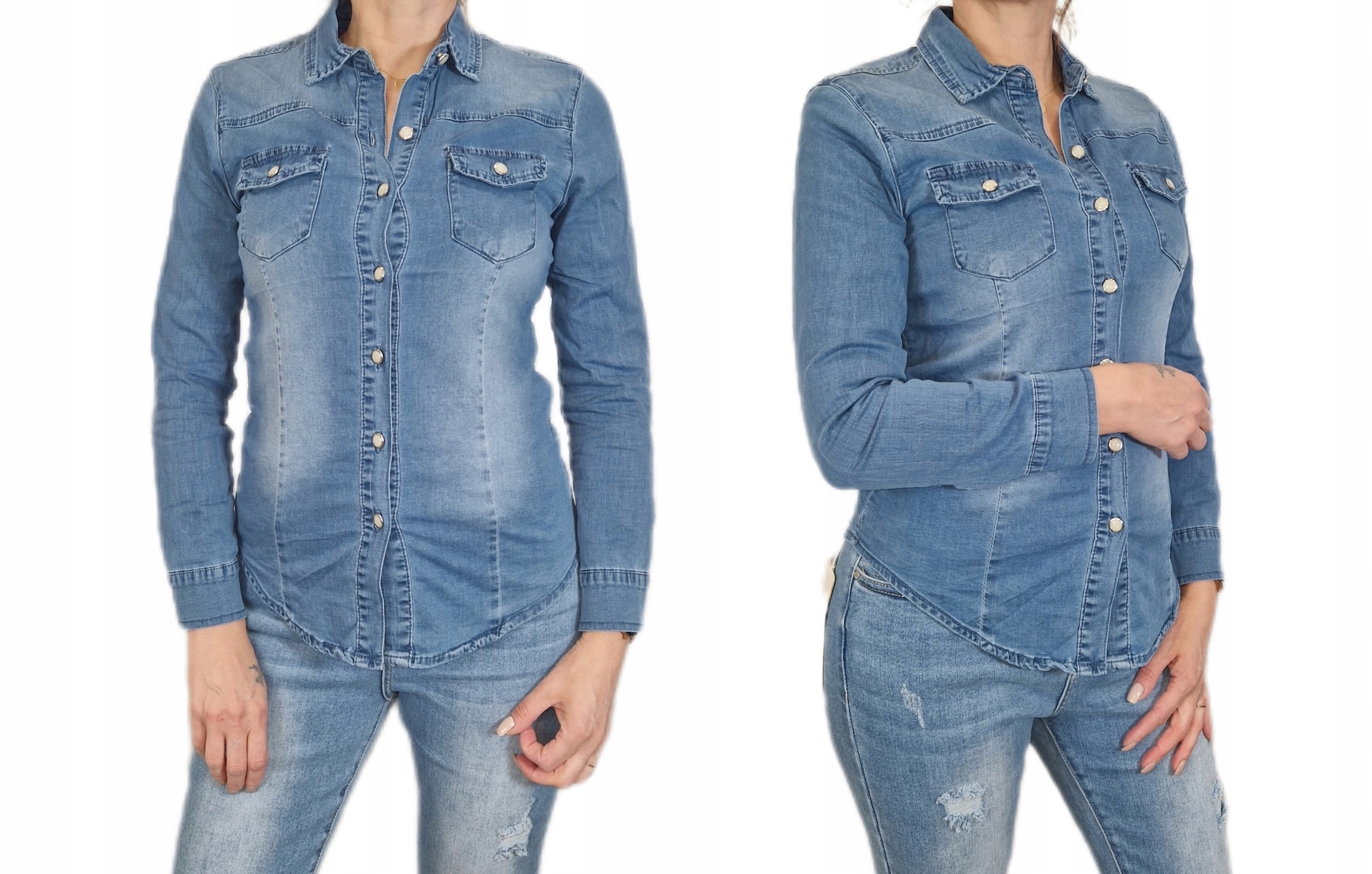 Dámská pruhovaná bavlněná džínová košile