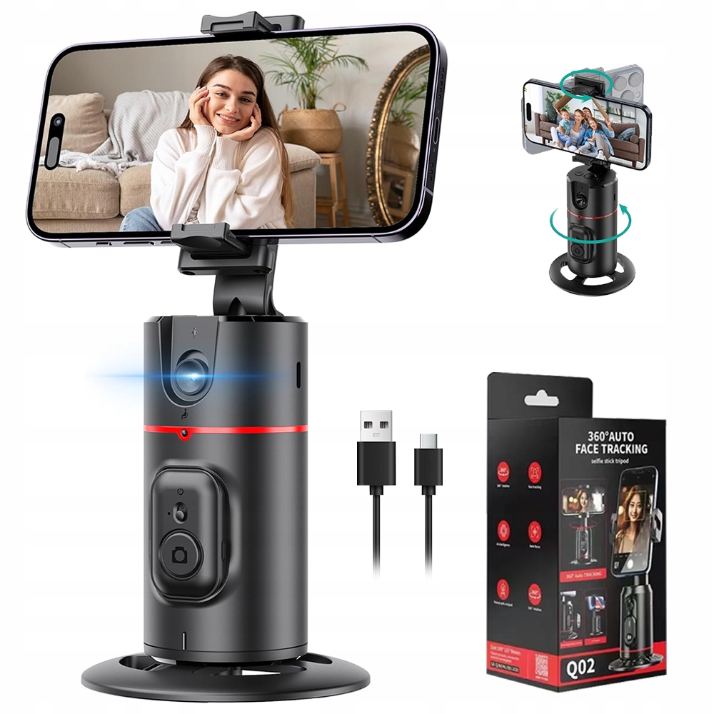 Gimbal Selfie Stick Z Funkcją Śledzenia Twarzy 360° Do Nagrań Wideo