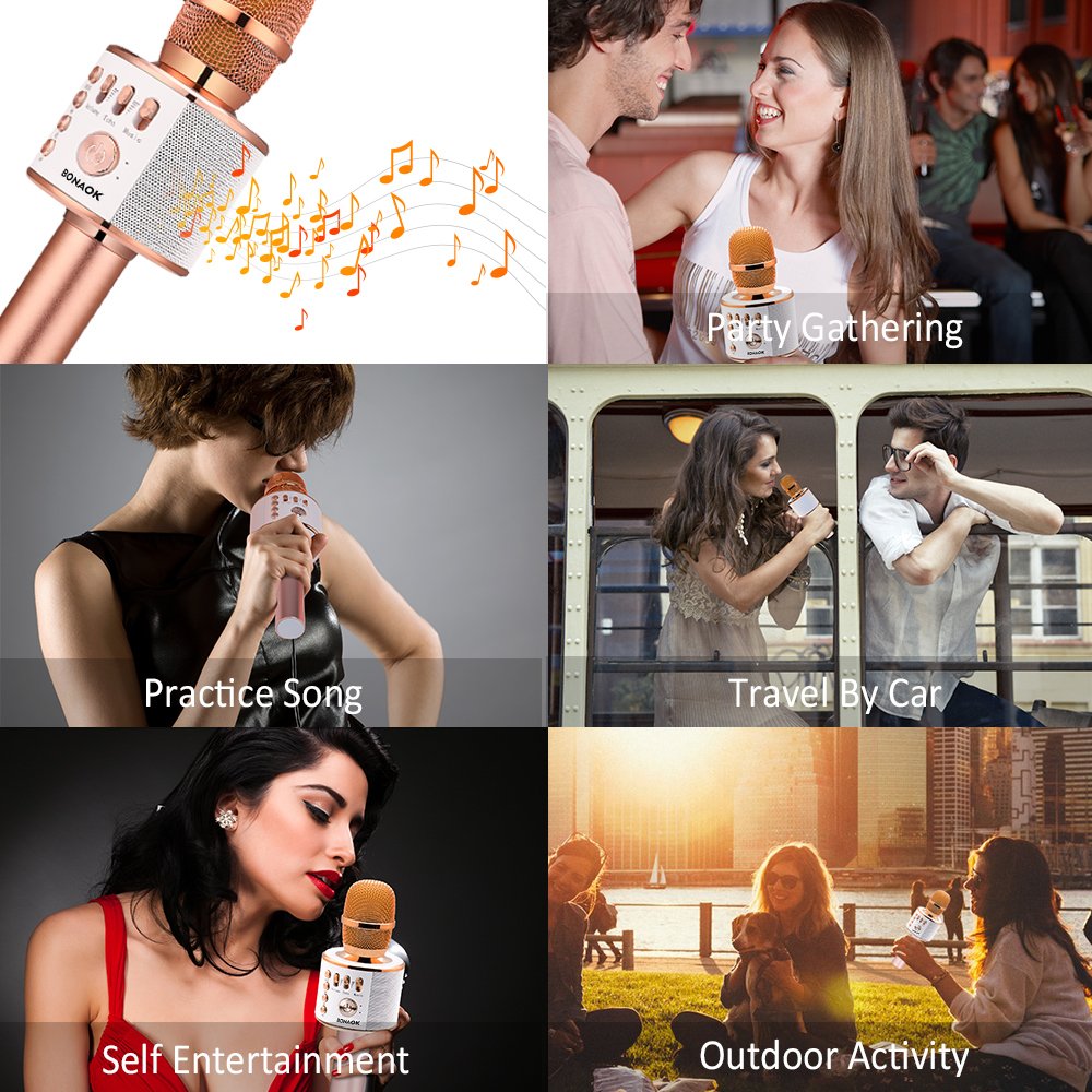 BONAOK Mikrofon Karaoke Bluetooth Dla Dzieci Bezprzewodowy Z Głośnikiem — miniatura 5