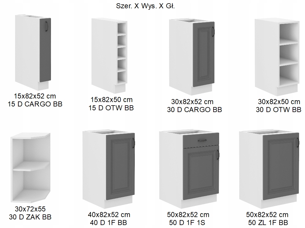 Szafka kuchenna ANIS 80 cm WISZĄCA Kod producenta DUSTGREY/wh
