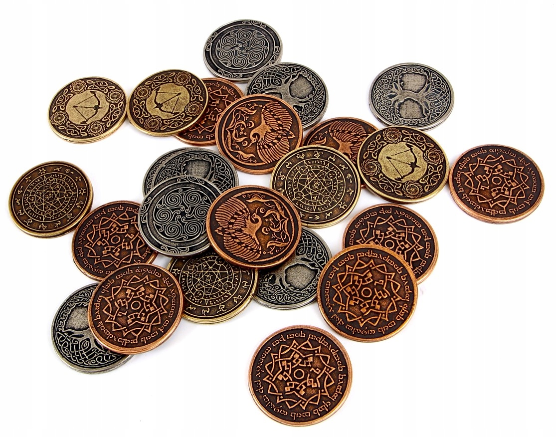 ZESTAW 12 ELFICKICH METALOWYCH MONET LARP RPG