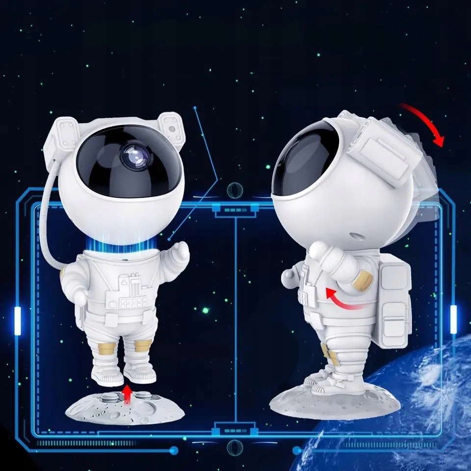 PROJEKTOR GWIAZD ASTRONAUTA RZUTNIK LED LAMPKA NOCNA DLA DZIECI NA PREZENT Kolor biały wielokolorowy
