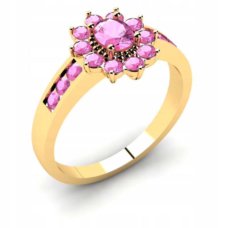 

Pierścionek Złoty Z Różowymi Cyrkoniami 14KR