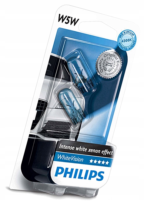 Q9L65 ŻARÓWKI PHILIPS WHITE VISION W5W 12V 5W KOMP
