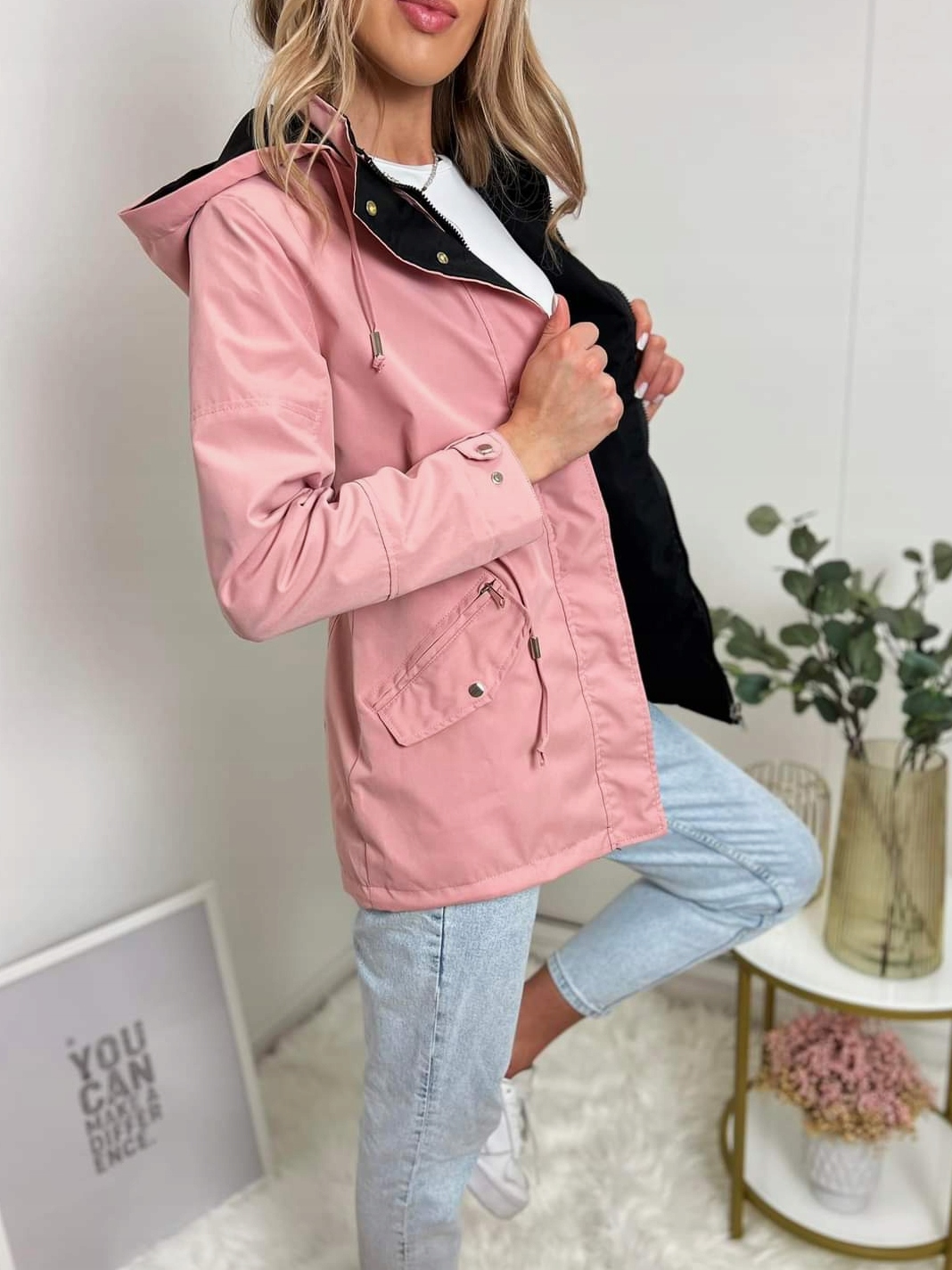 Kurtka PARKA wiosenna DWUSTRONNA odsuwany kaptur KOLORY XL/42 Wzór dominujący bez wzoru