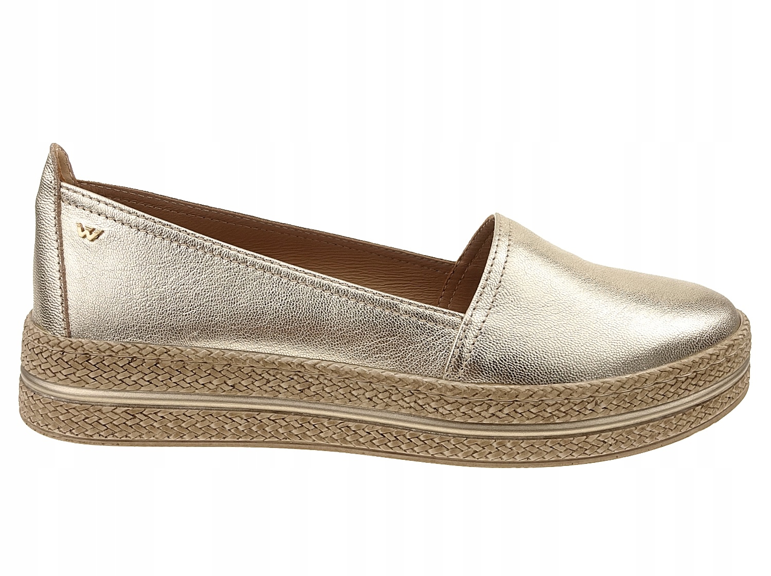 Wojas półbuty platforma 46277-58 złote, skóra 39
