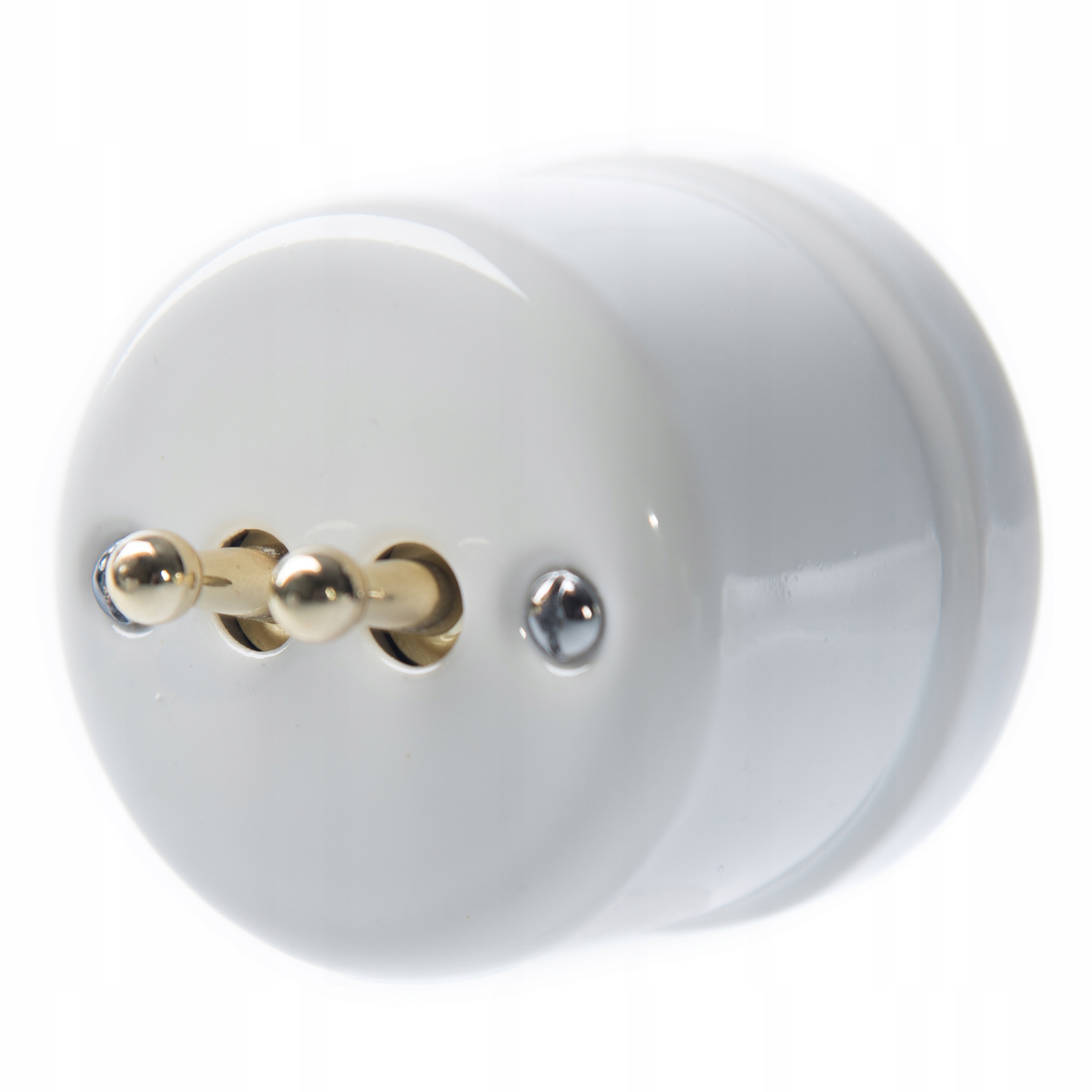 Keramický Nástěnný Vypínač Dvoukolejný Schodišťový Pákový, Bílý