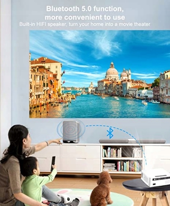 PROJEKTOR LED 15000L BT WIFI 5G FULL HD 1080P 300" FUNFLIX RD-828 Złącza czytnik kart pamięci HDMI USB