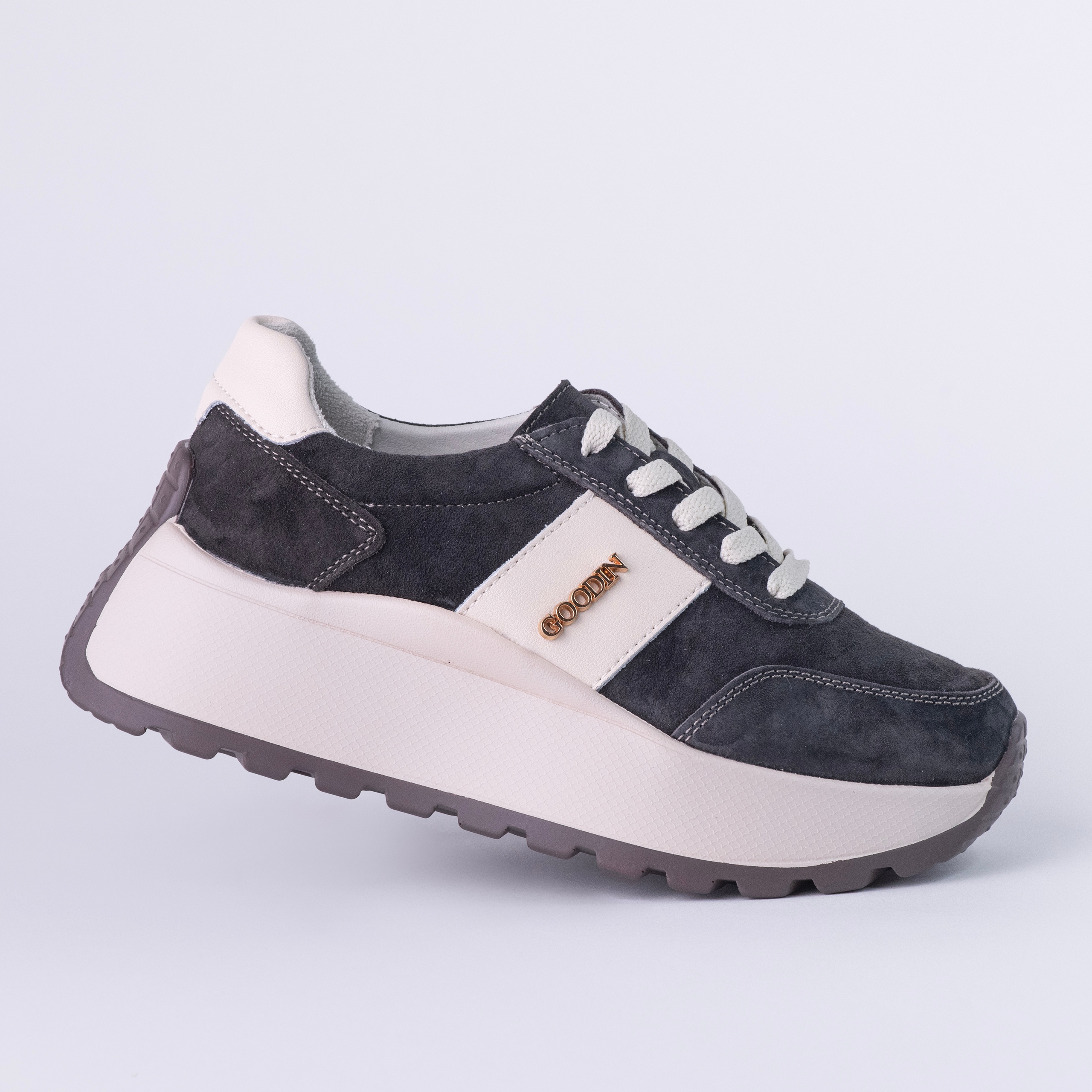 Dámské kožené tenisky Goodin GD-124 kůže semišová platforma hnědá 38